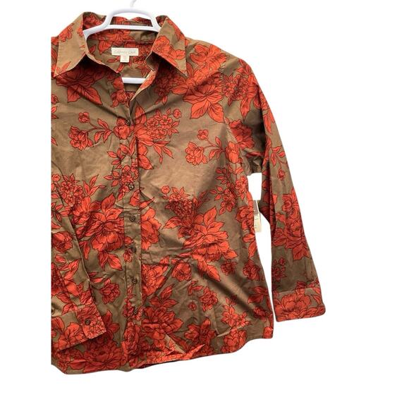 Coldwater Creek Top Blouse size 1X Fall Floral Brown Orange Career New NWT - Picture 5 of 14